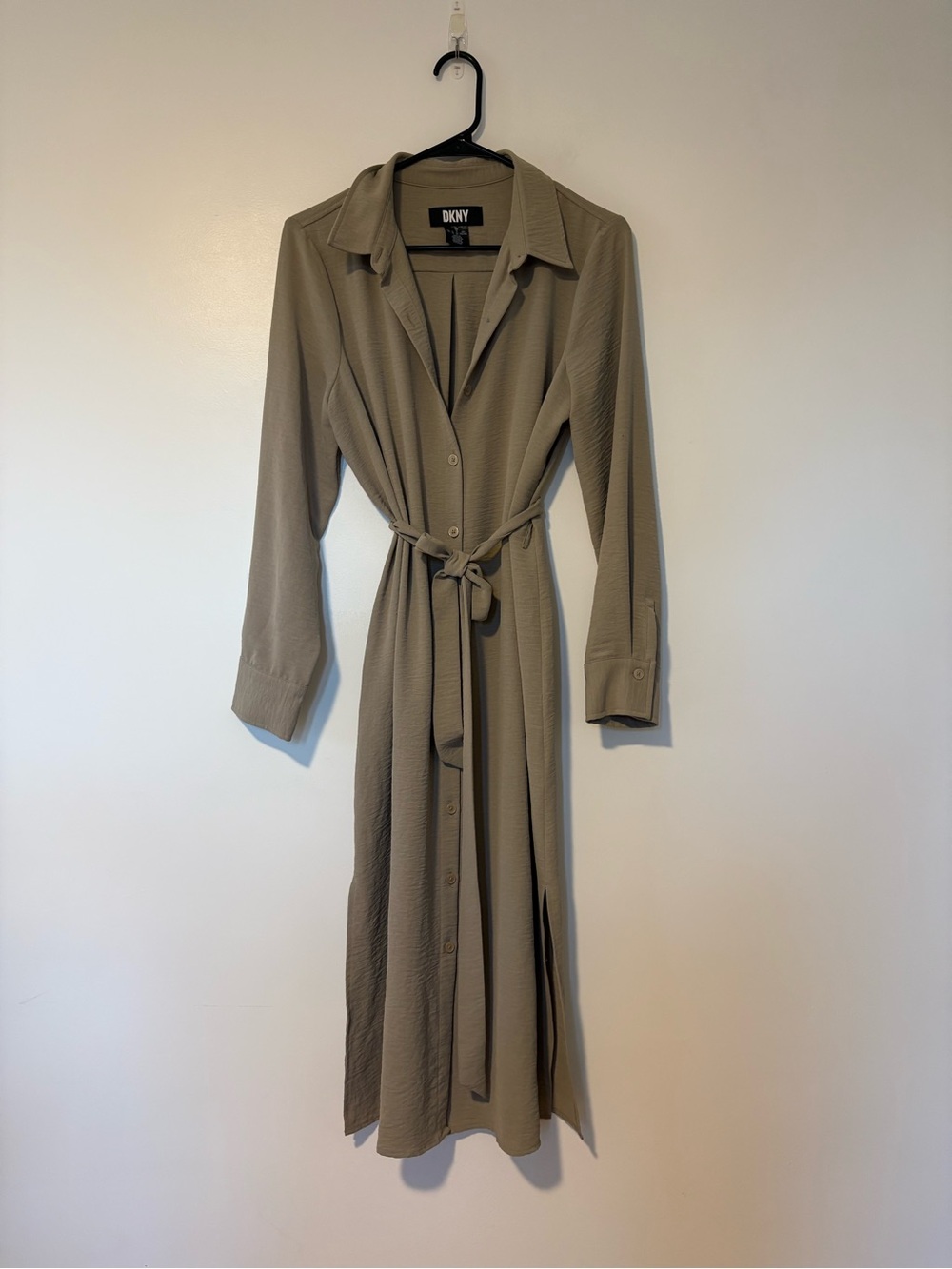 DKNY Taupe Shirt Dress with Tie Waist sz 10